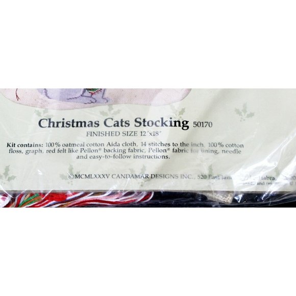 Candamar Something Special Christmas Cats Stocking Kit Needlepoint Cross Stitch - Picture 4 of 7